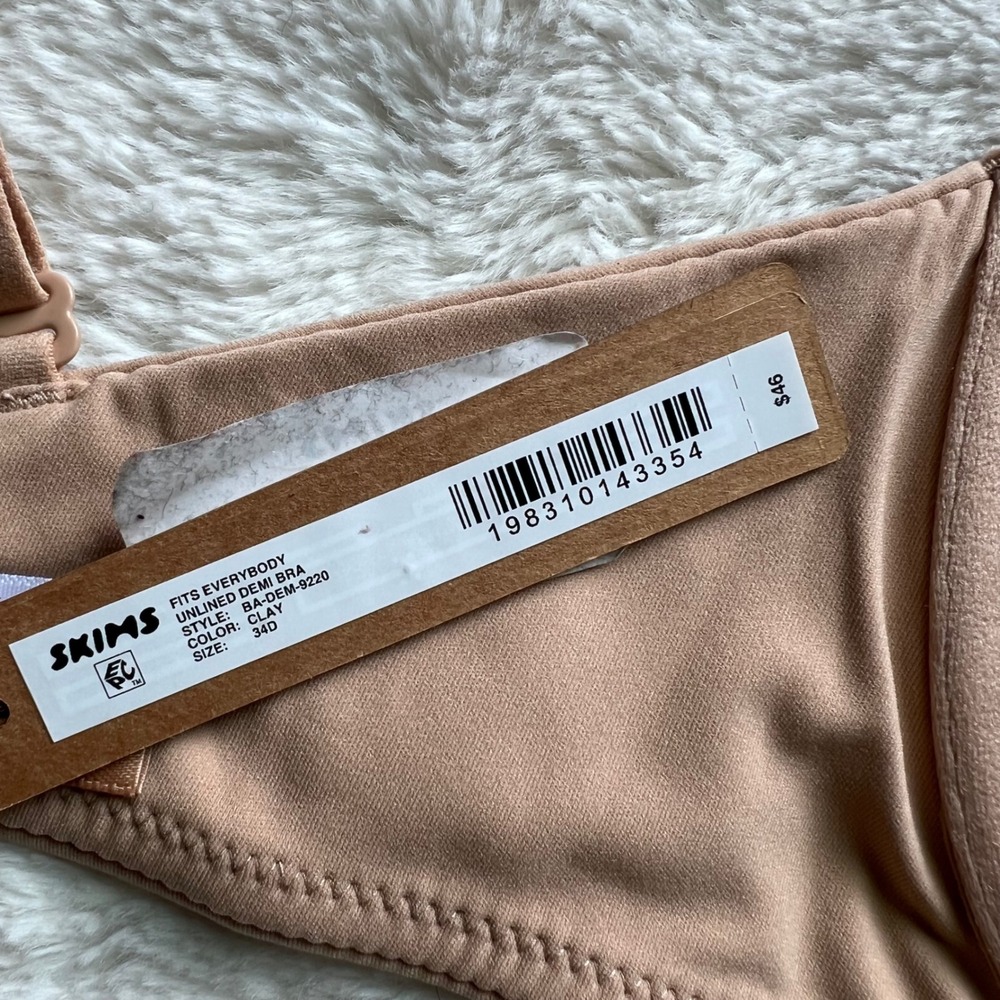 SKIMS Fits Everybody Unlined Demi Bra Clay Beige Underwire BA-DEM-9220 34D NEW - Picture 9 of 10